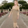 Anna-Kaci Women's Striped Knit Midi Dress with Long Sleeves and Ribbed Texture - 3 of 4