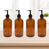 Cornucopia Brands 8oz Amber Glass Pump Bottles 4pk; Empty Boston Round Bottles w/Black Plastic Lotion Pumps - 2 of 4