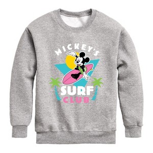 Boys' - Disney - Mickey's Surf Club Graphic Long Sleeve Fleece Sweatshirt - 1 of 4