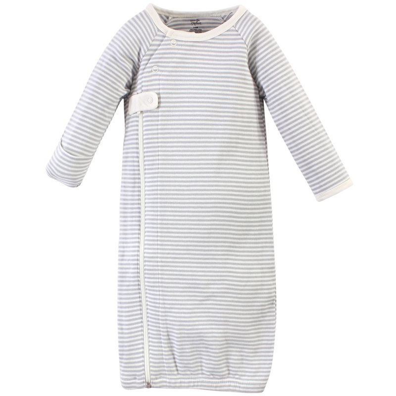 Touched by Nature Baby Girl Organic Cotton Zipper Long-Sleeve Gowns 3pk, Bird Side Zipper, 4 of 6