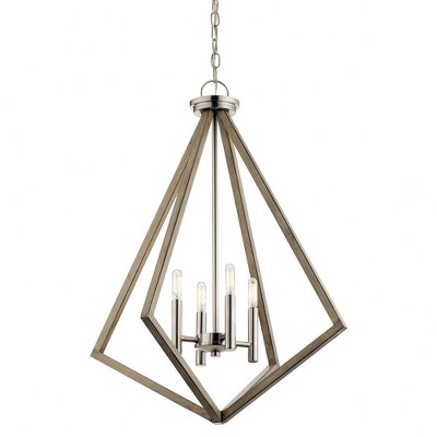 Deryn Distressed Gray 24.25" 4-Light Geometric Chandelier