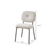 Modern Armless Dining Chairs Set of 2, White Upholstered Accent Chairs with Padded Seat and Black Metal Legs for Kitchen or Dining Room-Maison Boucle - 3 of 4
