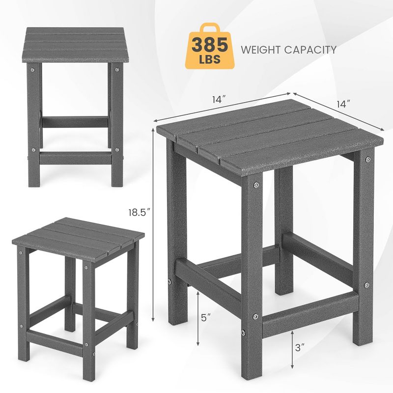Costway 14'' Patio Adirondack Side End Table HDPE Square Weather Resistant Garden Black/Brown/Grey/White, 3 of 10