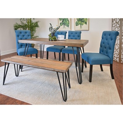 NicBex Dining Room Table Set for 6 Rustic Dining Table Set with Wooden Tabletop, 1 Wooden Bench and 4 Chairs for Kitchen