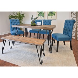 NicBex Dining Room Table Set for 6 Rustic Dining Table Set with Wooden Tabletop, 1 Wooden Bench and 4 Chairs for Kitchen - 1 of 4