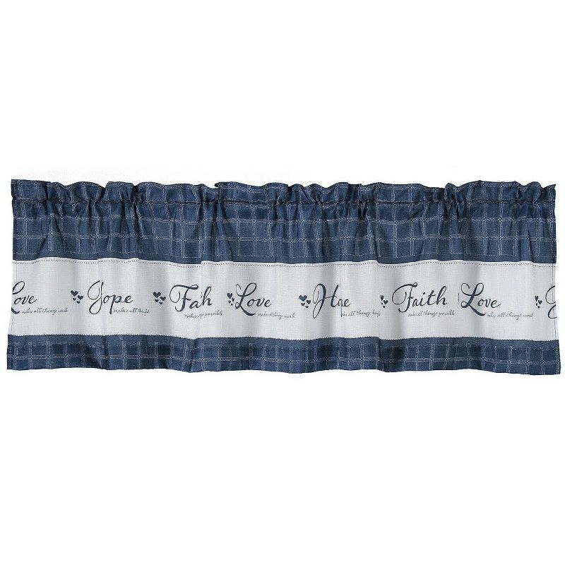 Kate Aurora Country Living Gingham Check Hope Faith Love 3 Pc Cafe Kitchen Curtain Set, 3 of 8