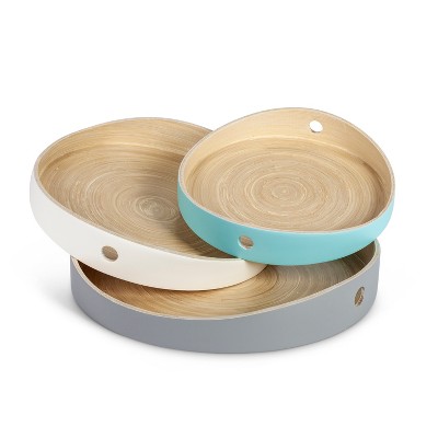 Lone Elm Studios Set of 3 Nesting Bamboo Trays in Assorted Colors