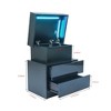 LED Nightstand Modern Black Nightstand with Led Lights Wood Led Bedside Table Nightstand with 2 High Gloss Drawers - 2 of 4