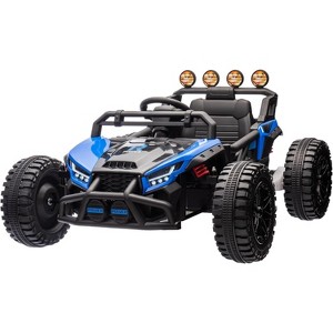 Garvee 24V 2WD Single-Seat Kids UTV Ride-On Toy with Remote Control LED Lights and MP3 Player for Ages 3+, Blue - 1 of 4