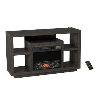 Electric Fireplace TV Stand- For TVs up to 48" Console, Media Shelves, Remote Control, LED Flames, Adjustable Heat & Light by Northwest (Black/Brown)