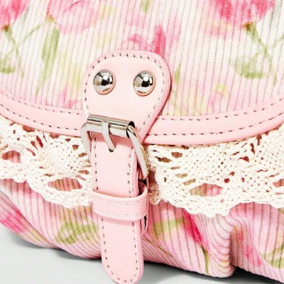 Сумки Alilang Vintage Lace Crossbody for Women, Adjustable Shoulder Purse with Buckle Flap - Pink — фото 3