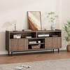 homfan 65" Fluted TV Stand - Natural Oak Media Console w/2 Sliding Doors & Support Leg, Boho Style for Living Room - 3 of 4