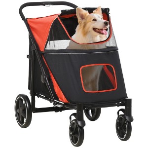 Dog Stroller for Large Medium Small Dogs up to 66 Lbs. 23.5" in Body Length, One-Click Foldable Pet Cat Stroller with Storage, Shock Absorption Wheels - 1 of 4