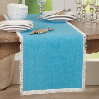 Fringed Cotton Table Runner in Solid Color