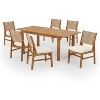Christopher Knight Home Allison Outdoor Expandable Acacia Wood and Wicker Woven 7 Piece Dining Set with Cushions - 2 of 4