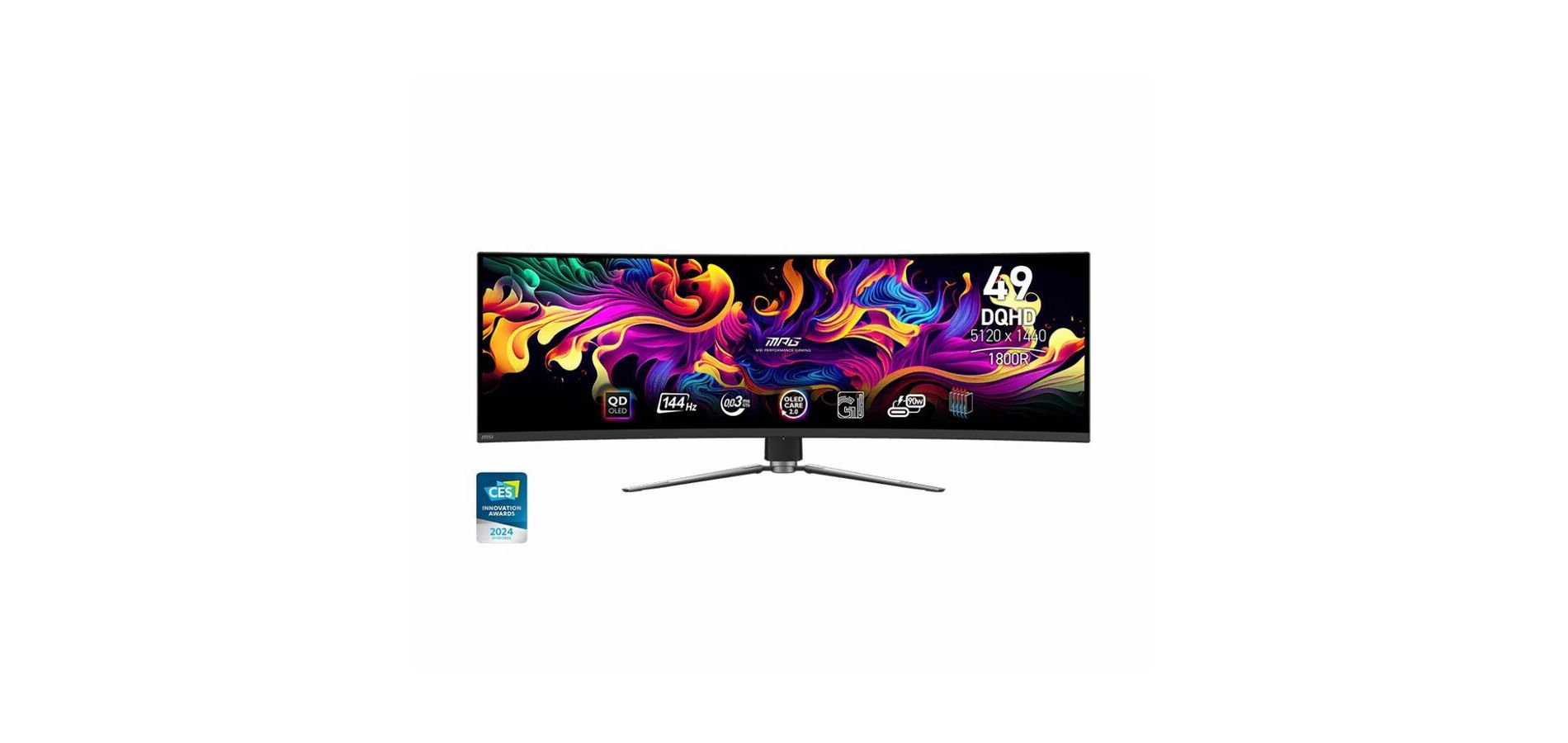 MSI MPG 491CQP QD-OLED, 49 Curved Gaming Monitor, 5120 x 1440 (DQHD), OLED 0.03ms Response time, 144Hz, True Black HDR 400, HDMI, DP Port