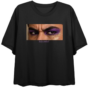 Holy Airball, Close Up Shot on Black Short Sleeve Adult Crop T-Shirt - 1 of 3