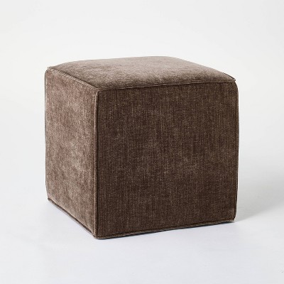 Wellford Faux Leather Woven Cube Brown - Threshold™ : Target