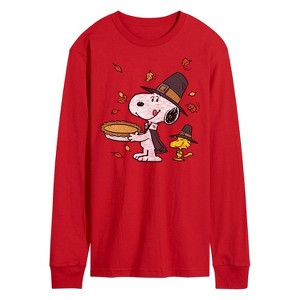 Men's - Peanuts - Thanksgiving Scene Long Sleeve Graphic T-Shirt - 1 of 4