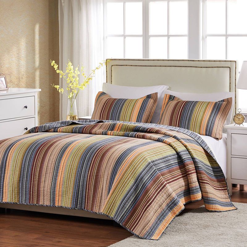Greenland Home Fashions Katy Quilt Set Blue/Green/Cream, 3 of 6