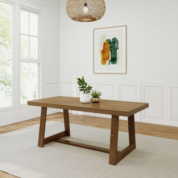 Plank+Beam 72" Dining Table for 6, Solid Wood Classic Farmhouse Style Kitchen Table, 1 of 8