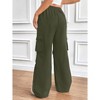 Women's Elastic Waist Cargo Pants - High-Rise Wide Leg Work Pants with Drawstring - 4 of 4