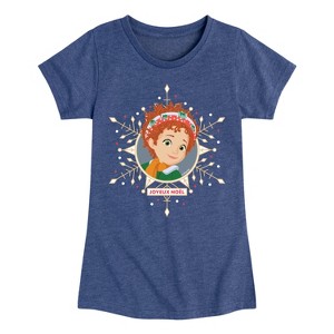 Girls' - Fancy Nancy - Christmas Joyeux Noel Fitted Short Sleeve Graphic T-Shirt - 1 of 4