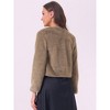 INSPIRE CHIC Women's Long Sleeve Open Front Cropped Winter Faux Fur Jacket - 3 of 4