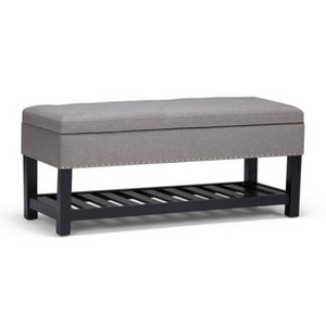 CAVINAS Faux Leather Storage Ottoman Bench,Upholstered Ottoman with Open Slat Bottom Shelf for Living Room,Bedroom - 1 of 4