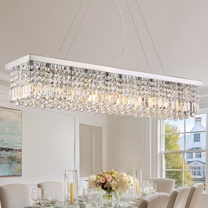 Siljoy Modern Crystal Chandelier for Dining Room, K9 Crystal Pendant Ceiling Light Fixture for Kitchen Island - 1 of 4