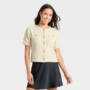 Women's Short Sleeve Lady Jacket Cardigan - A New Day™ - 1 of 3