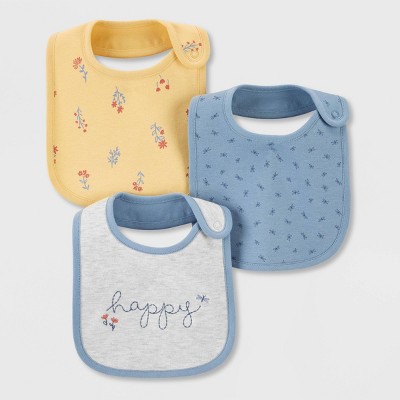 Image of Carter's Just One You® Baby 3pk Floral Bib - Yellow/Blue