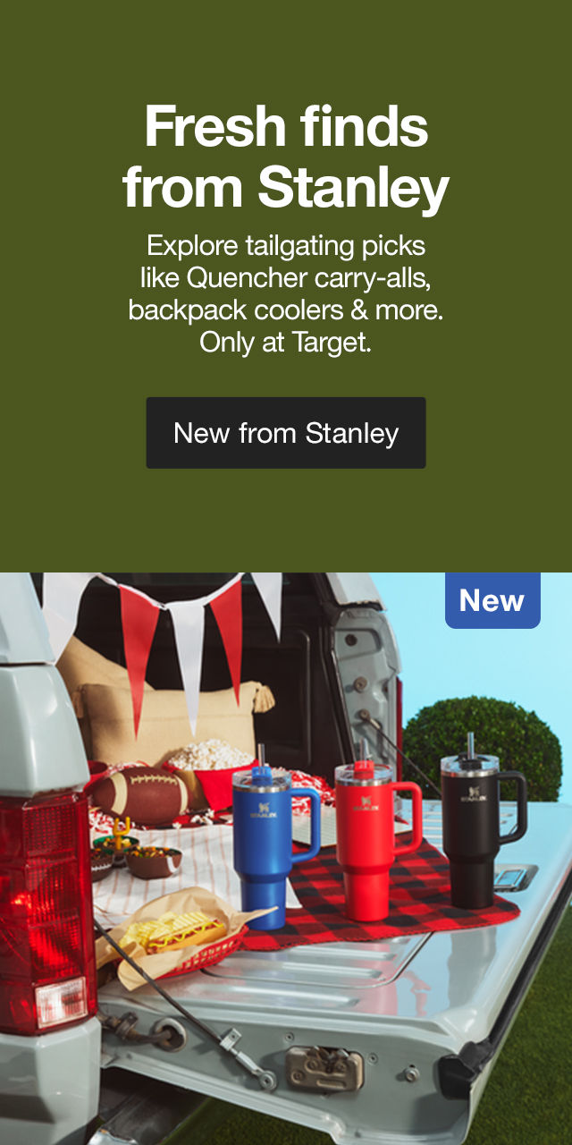 Fresh finds from Stanley Explore tailgating picks like Quencher carry-alls, backpack coolers & more. Only at Target. New from Stanley >