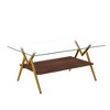 Wooakway Rectangle Coffee Table with Tempered Glass Tabletop, Modern Table for Living Room - 2 of 4