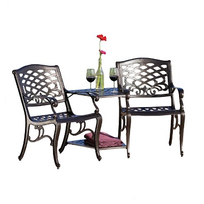 Sarasota Cast Aluminum Adjoining Patio Chair Bronze Christopher Knight Home