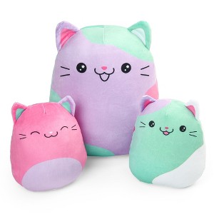 BenBen Cat Plush Toy, 12" and 7'' Plushies, Set of 3, Squishy Kitty Stuffed Animal Toy Hugging Pillow - 1 of 4