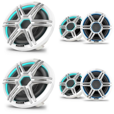 Garmin Fusion 2 Pairs Apollo AP-FL88SPW 8.8" LED Marine Speakers Sport Grills, White, Pair with 2 Garmin Fusion Apollo AP-SL10SPW 10" LED Marine Su...
