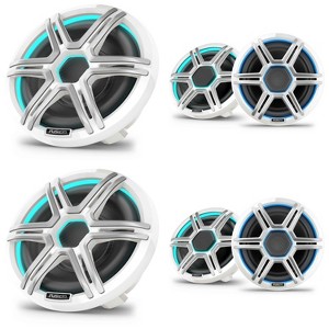 Garmin Fusion 2 Pairs Apollo AP-FL88SPW 8.8" LED Marine Speakers Sport Grills, White, Pair with 2 Garmin Fusion Apollo AP-SL10SPW 10" LED Marine Su... - 1 of 4