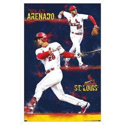 Trends International MLB St. Louis Cardinals - Neon Helmet 23 Framed Wall  Poster Prints White Framed Version 22.375 x 34