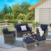 Outdoor 6 Piece Furniture Set, All Weather PE Rattan Sofa Set with Chairs and Table, Armrest Sofas With Cushions and Ottoman-Coolbibila - 2 of 4