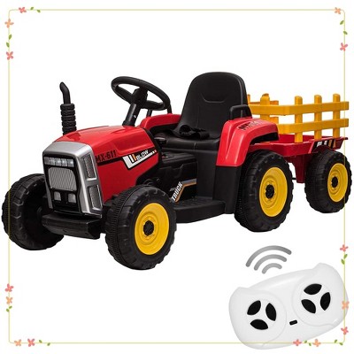 Kids Ride On Tractor,12V Kids Battery Powered Electric Tractor with R/C and Trailer