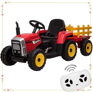 Kids Ride On Tractor,12V Kids Battery Powered Electric Tractor with R/C and Trailer - 1 of 4