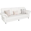 83'' Modern White Sofa 3 Seater Comfy Couch with Sponge Armrest, Iron Frame, Curved Bent Armrest, Magazine Pocket, and Deep Cushion - 3 of 4