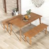 Tangkula 2 PCS Solid Wood Dining Bench Entryway Bench w/ Rubber Wood Legs for Bedroom Oak - 2 of 4