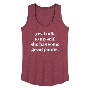 Women's - Instant Message - Yes I Talk To Myself; She Has Great Points Graphic Racerback Tank - 1 of 4