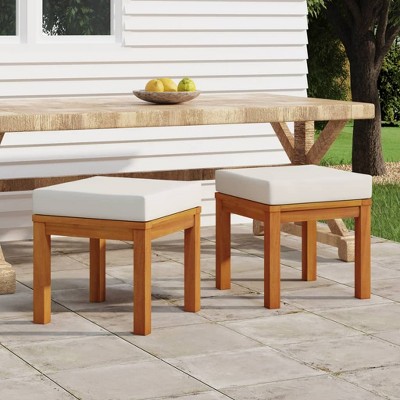 vidaXL Patio Stools with Cushions 2 pcs 15.7"x15.7"x16.5" Solid Wood Acacia