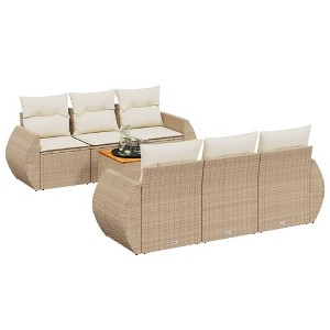 vidaXL Garden Sofa Set Beige PE rattan Large Modular Garden Sofa Set - 1 of 4