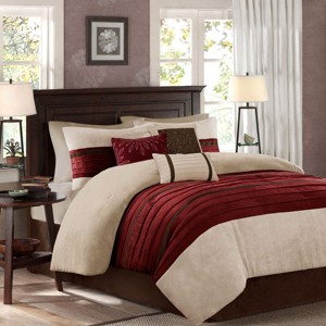 Sapphtopaz 7 Piece Comforter Set Bedding Quilt Set Faux Suede Floral Printing Embroidery Pleating Piecing Reversible Quilt Set - 1 of 4