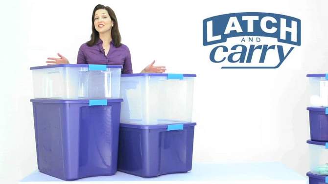 Sterilite 12 Gallon Latch and Carry Storage Tote Box Container, 2 of 9, play video