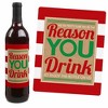 Big Dot of Happiness Teacher Christmas - Holiday & Christmas for Women and Men - Wine Bottle Label Stickers - Set of 4 - 3 of 4